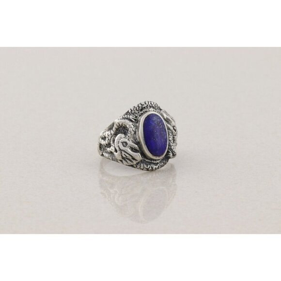 Sterling Silver Natural Lapis Lazuli Ring Size 9 1/4 - Picture 6 of 8